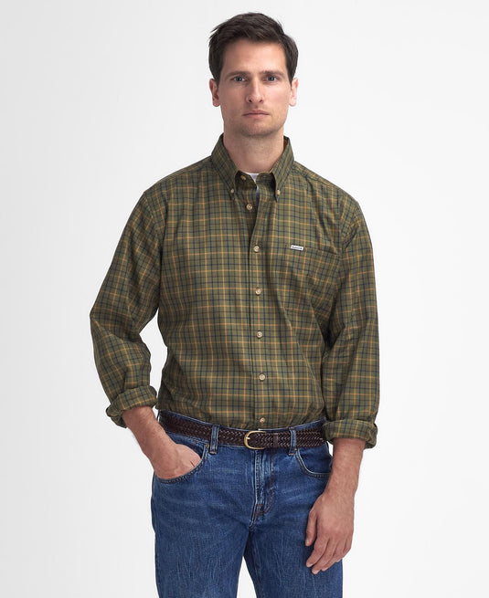 Barbour Sporting Tattersall Regular Shirt, mid olive