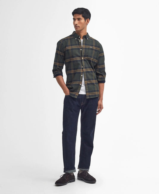 Barbour Portdown Tailored Checked Shirt, olive