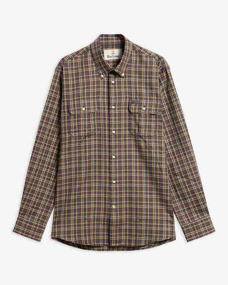 Barbour Panwell Thermo Weave Regular Fit Checked Shirt, camel