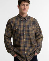 Barbour Panwell Thermo Weave Regular Fit Checked Shirt, camel