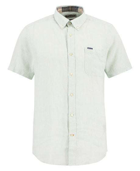 Barbour Linton Linen S/S Tailored Shirt, mint blue