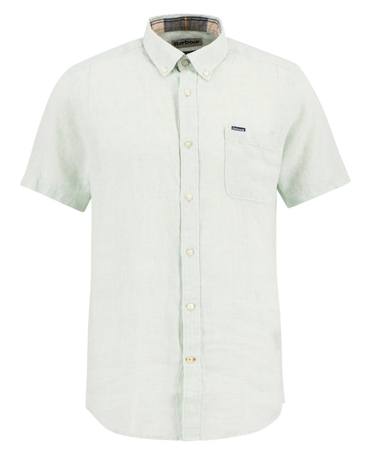 Barbour Linton Linen S/S Tailored Shirt, mint blue