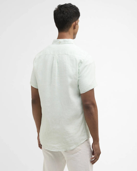 Barbour Linton Linen S/S Tailored Shirt, mint blue