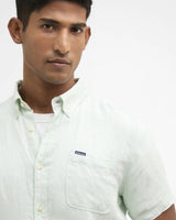 Barbour Linton Linen S/S Tailored Shirt, mint blue