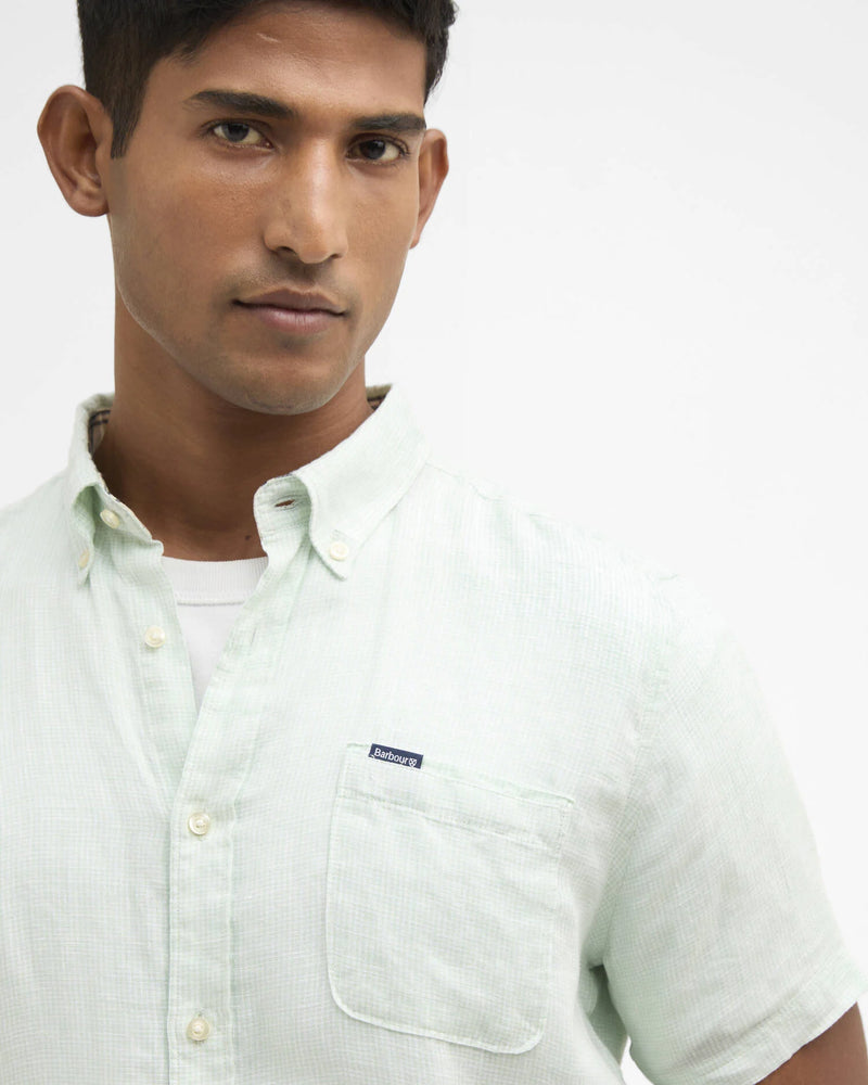 Afbeelding laden in Galerijviewer, Barbour Linton Linen S/S Tailored Shirt, mint blue
