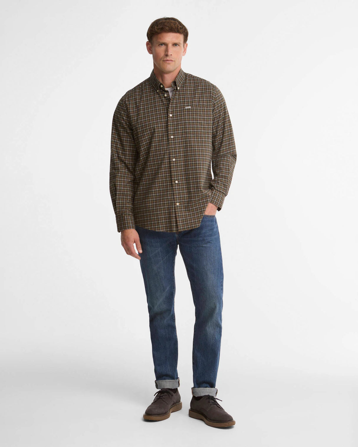 Barbour Alderwood Regular Fit Tattersall Shirt, olive