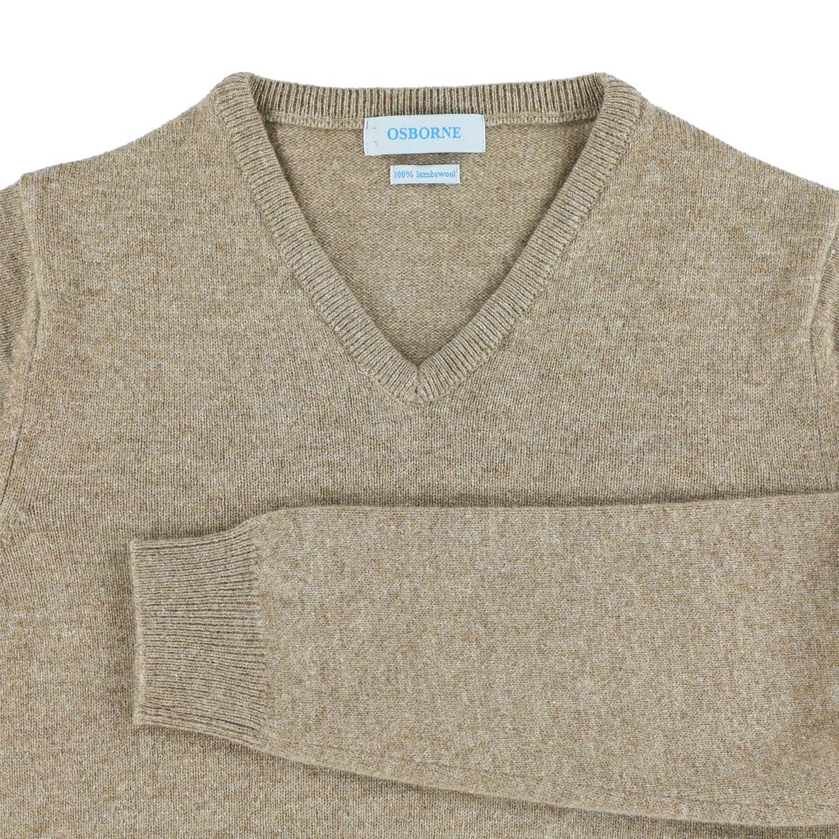 Osborne Knitwear, lamswollen damestrui V-hals, colt
