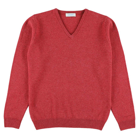 Osborne Knitwear, lamswollen damestrui V-hals, rouge