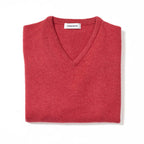 Osborne Knitwear, lamswollen damestrui V-hals, rouge