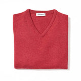 Osborne Knitwear, lamswollen damestrui V-hals, rouge