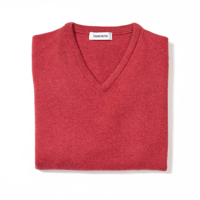 Afbeelding laden in Galerijviewer, Osborne Knitwear, lamswollen damestrui V-hals, rouge

