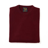 Osborne Knitwear, lamswollen herentrui ronde hals, bordeaux