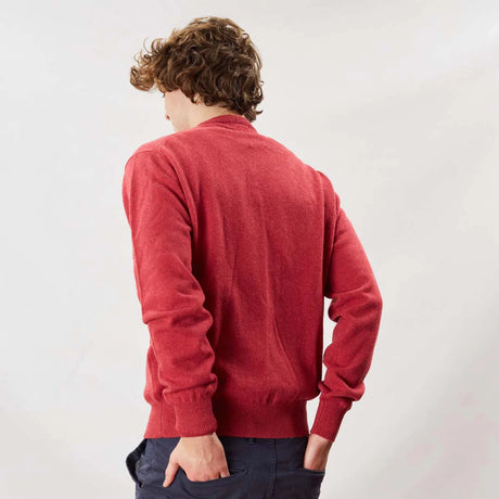 Osborne Knitwear, lamswollen herentrui ronde hals, rouge