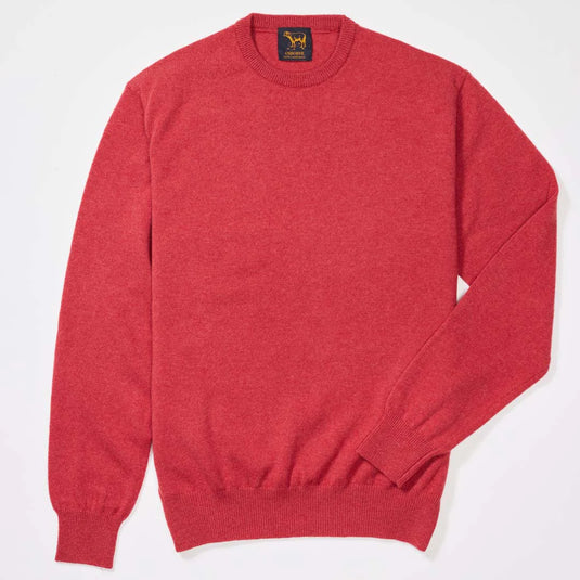 Osborne Knitwear, lamswollen herentrui ronde hals, rouge