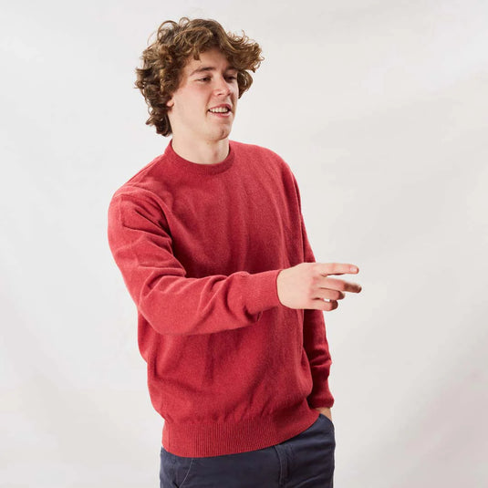 Osborne Knitwear, lamswollen herentrui ronde hals, rouge