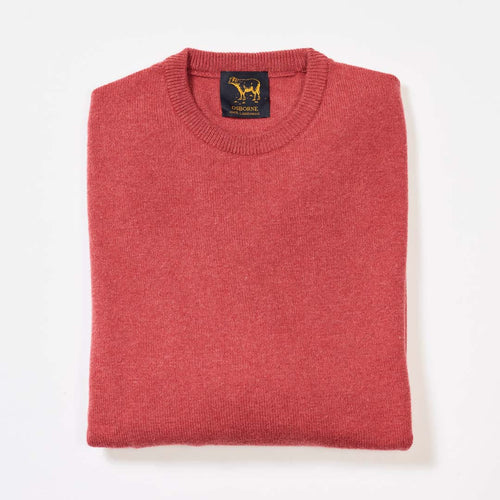 Osborne Knitwear, lamswollen herentrui ronde hals, rouge