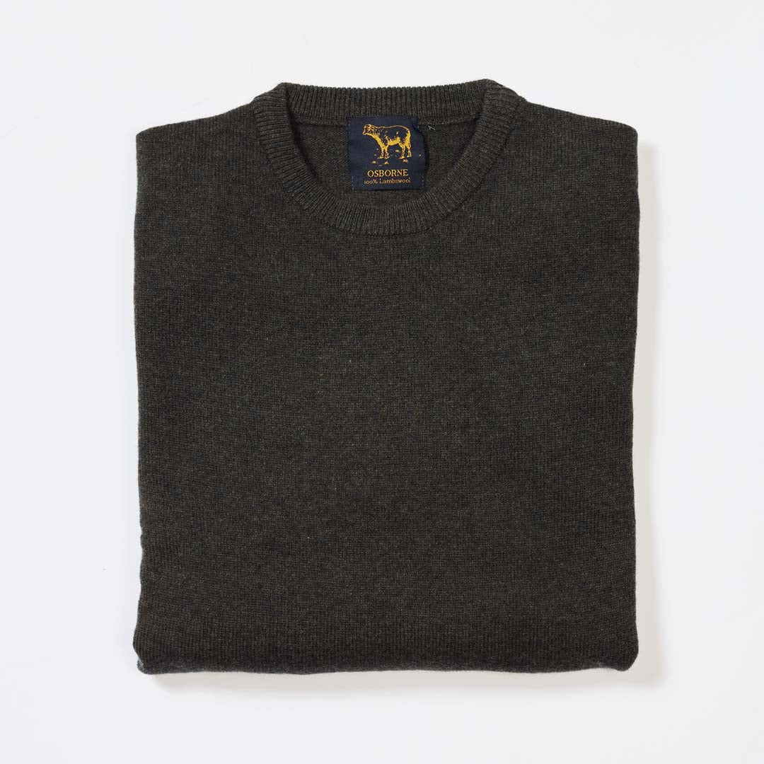 Osborne Knitwear, lamswollen kabeltrui heren, seaweed
