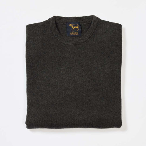 Osborne Knitwear, lamswollen kabeltrui heren, seaweed