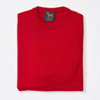 Osborne Knitwear, lamswollen herentrui ronde hals, tartan scarlet