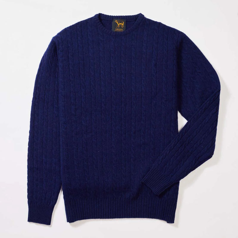 Afbeelding laden in Galerijviewer, Osborne Knitwear, lamswollen kabeltrui heren, regatta

