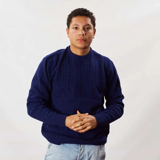 Osborne Knitwear, lamswollen kabeltrui heren, regatta