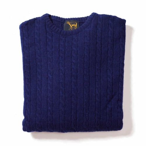Osborne Knitwear, lamswollen kabeltrui heren, regatta
