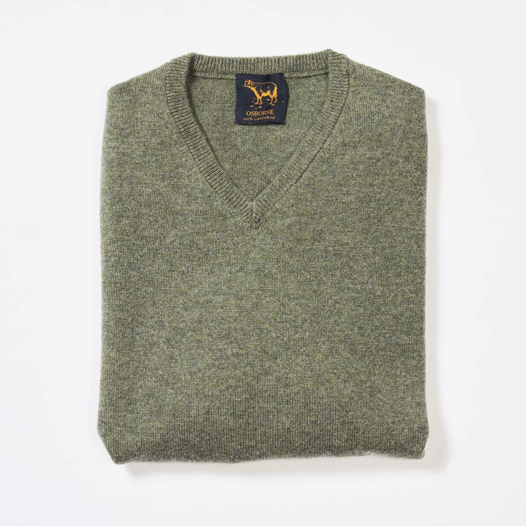 Osborne Knitwear, lamswollen damestrui V-hals, landscape