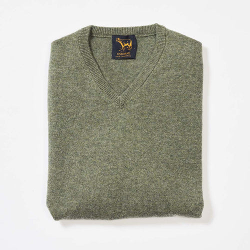 Osborne Knitwear, lamswollen damestrui V-hals, landscape