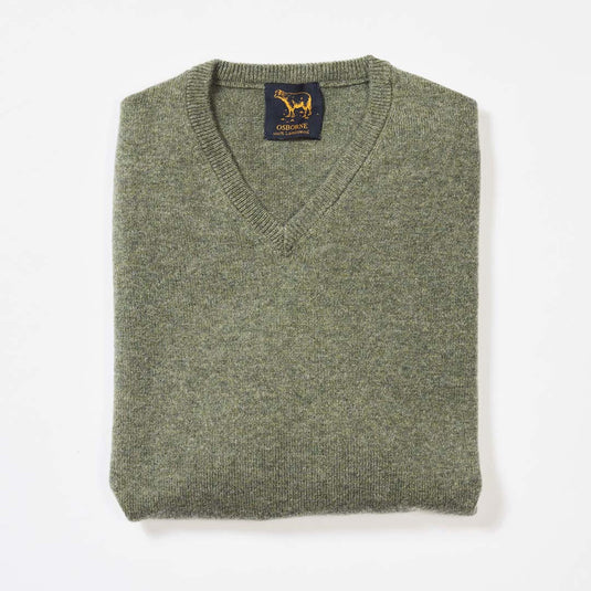 Osborne Knitwear, lamswollen damestrui V-hals, landscape
