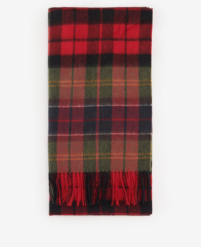 Barbour Brack Patchwork Tartan Scarf, cardinal/classic