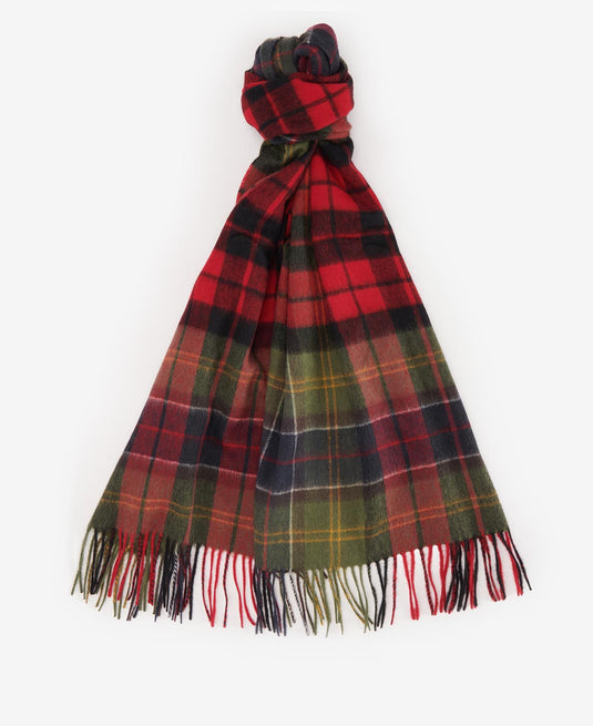 Barbour Brack Patchwork Tartan Scarf, cardinal/classic