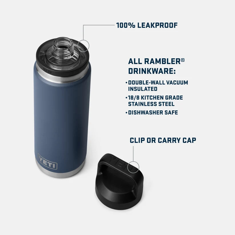 Yeti Rambler Bottle met Chug Cap, 26 oz/769 ml, stag red
