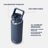 Yeti Rambler Straw Bottle, 26 oz/769 ml, white