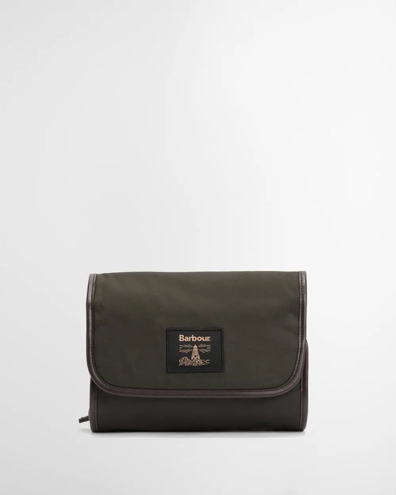 Afbeelding laden in Galerijviewer, Barbour Wax Hanging Washbag, olive
