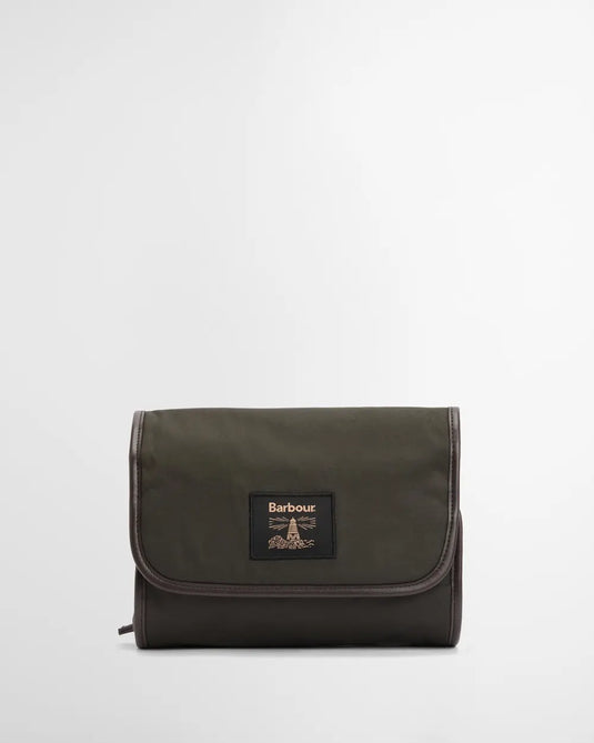 Barbour Wax Hanging Washbag, olive