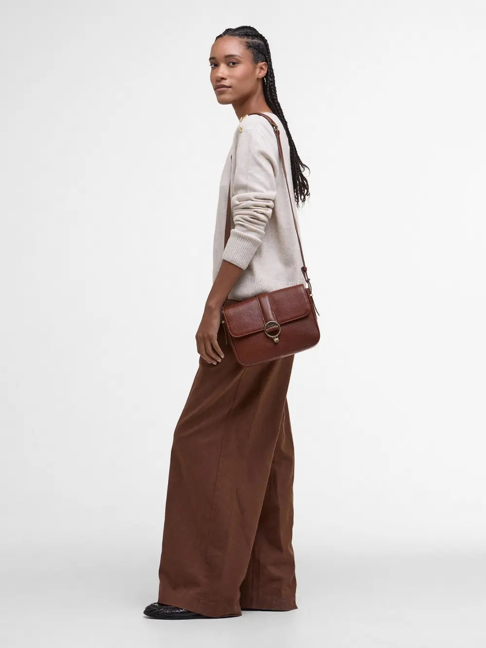 Barbour Rosa Leather Crossbody Bag, brown