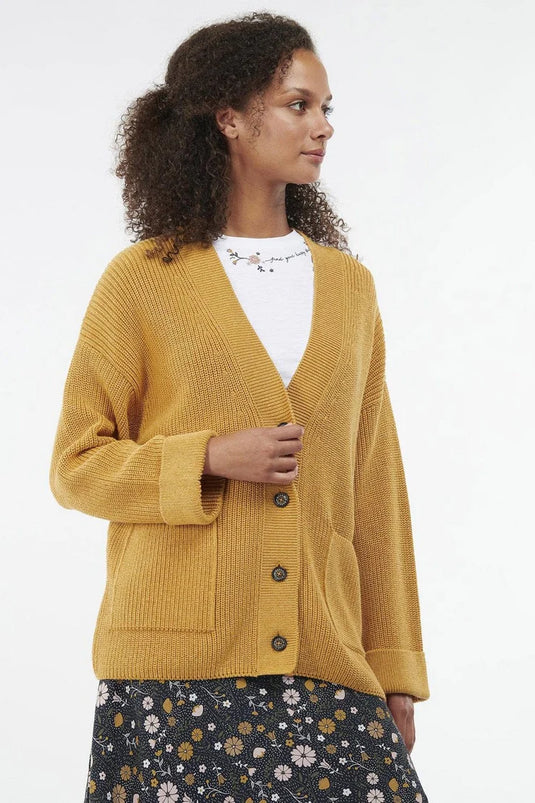 Barbour Ferryside Knitted Cardigan, mustard