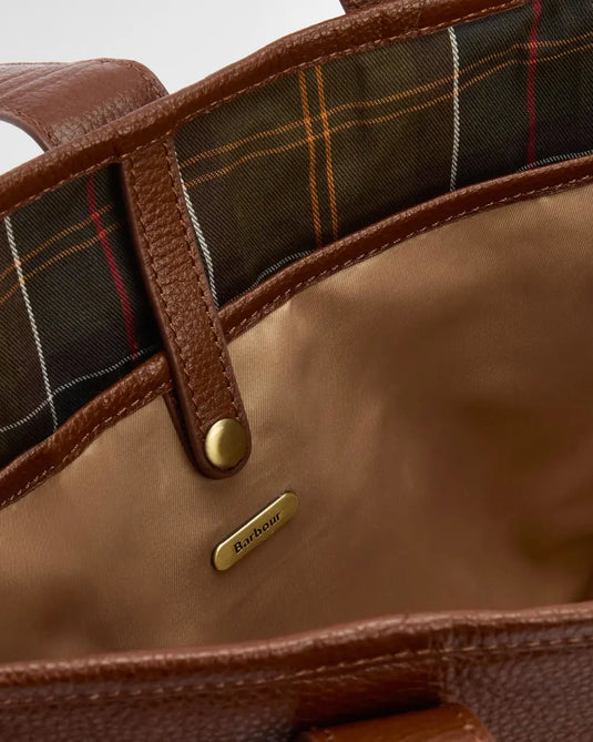 Barbour Alder Leather Tote Bag, brown