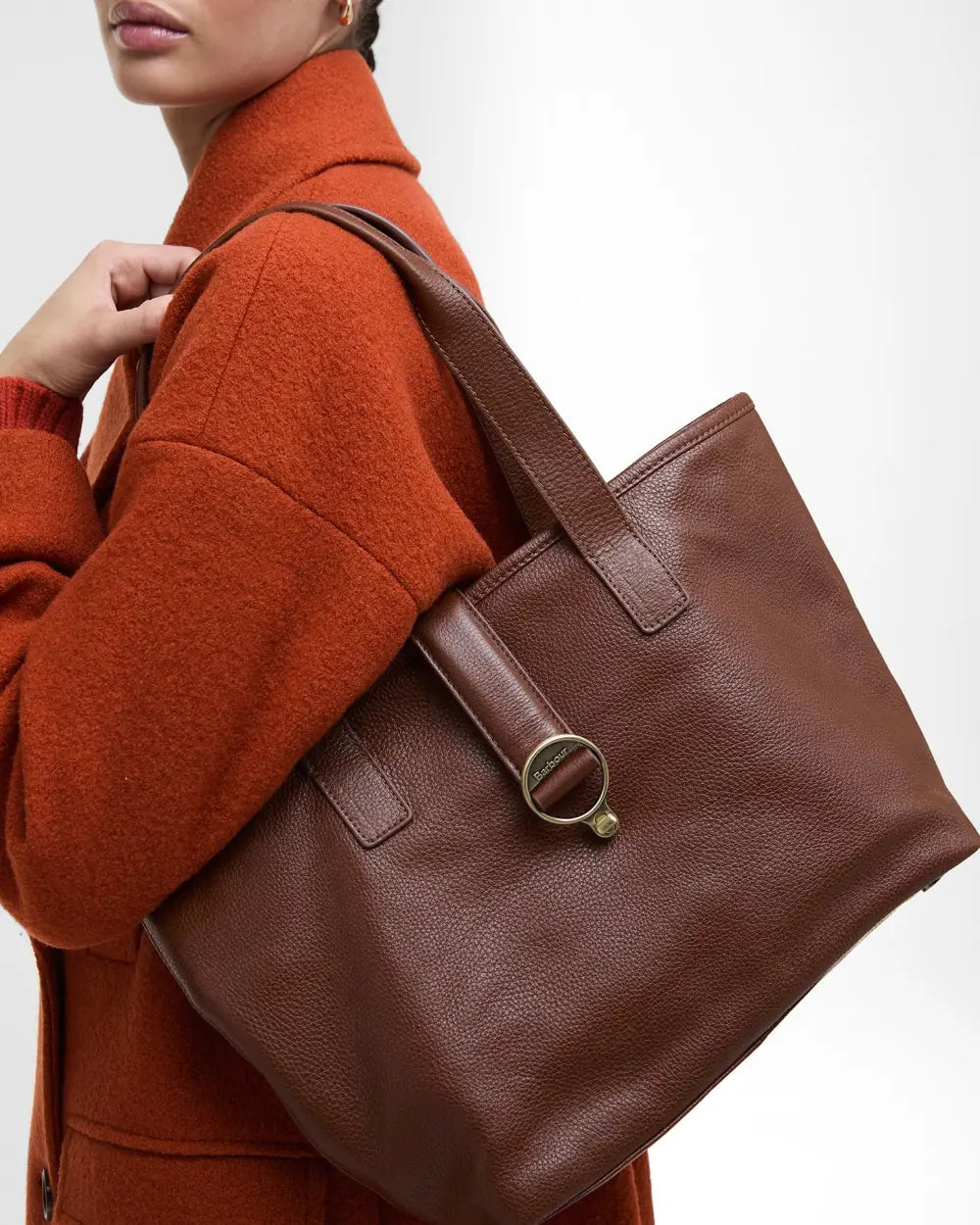 Barbour Alder Leather Tote Bag, brown