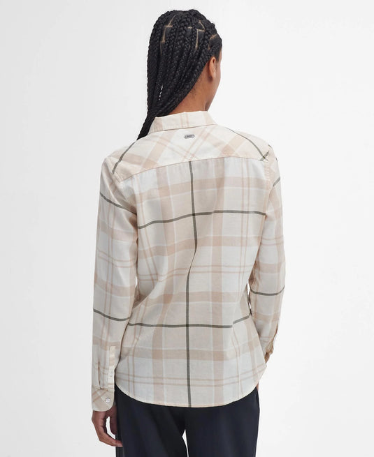 Barbour Bredon Check Shirt, winter white/loden tartan