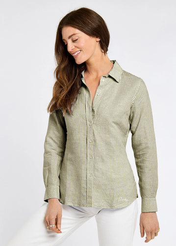 Dubarry Butterfly Shirt, khaki/white