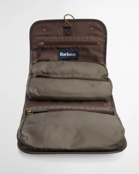 Barbour Wax Hanging Washbag, olive