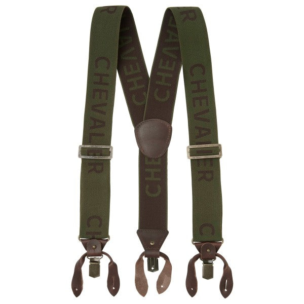 Afbeelding laden in Galerijviewer, Chevalier Logo Suspenders, dark green
