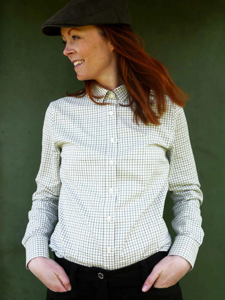 Chevalier Chorley Shooting Fit Shirt Women, thyme green tattersall
