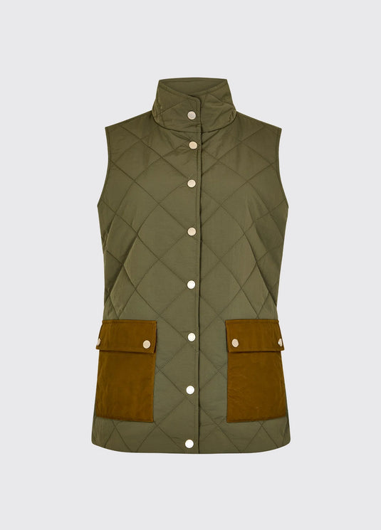 Dubarry Clashmore Dames Heritage Bodywarmer, kelp