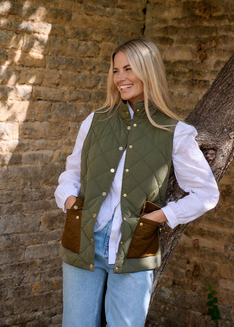 Dubarry Clashmore Dames Heritage Bodywarmer, kelp