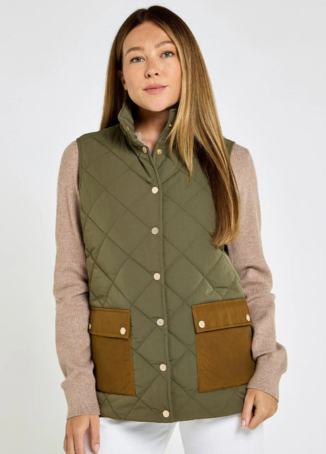 Dubarry Clashmore Dames Heritage Bodywarmer, kelp