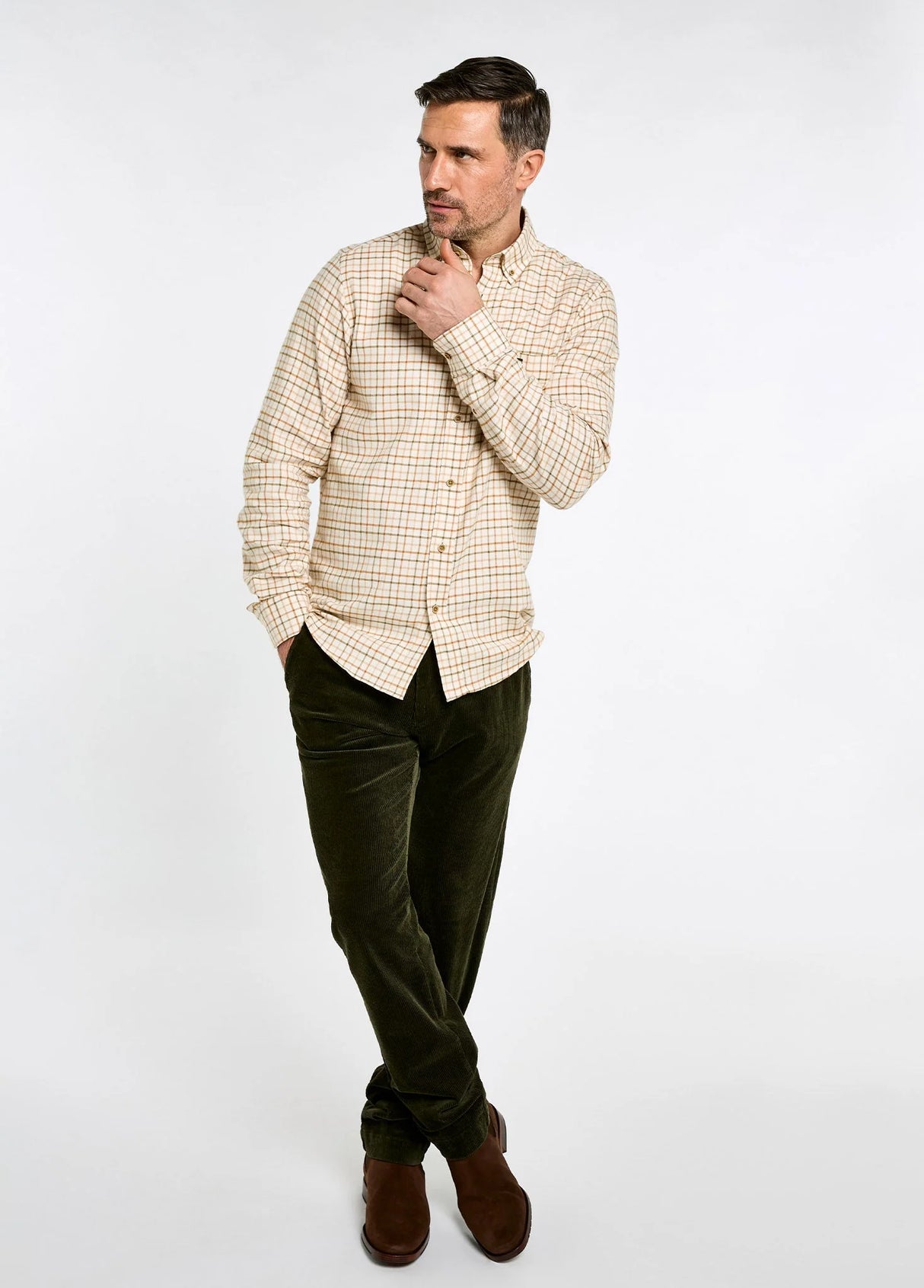 Dubarry Corrib Heren Tattersall Shirt, ochre