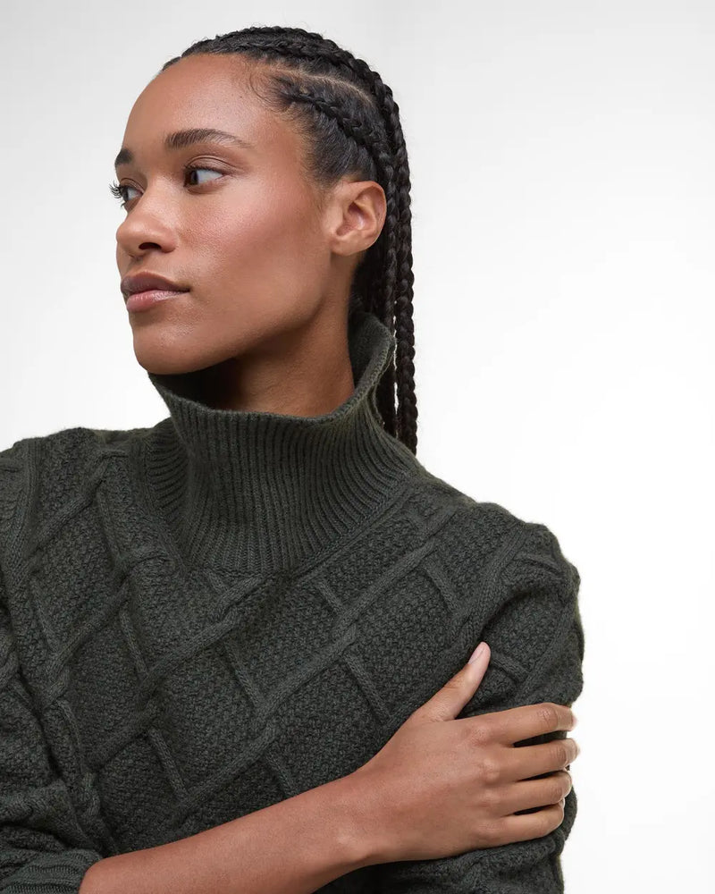 Afbeelding laden in Galerijviewer, Barbour Burne Roll Neck Knitted Jumper, olive
