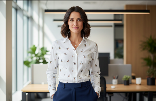 Skogen Dames Blouse Met Eenden, white/multi